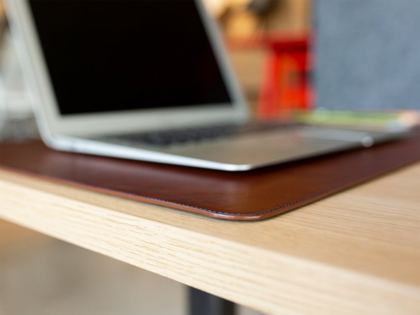 Leather desk pad dark brown