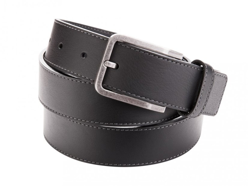 Leather belt with stitching black