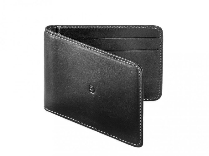 Leather money clip wallet black