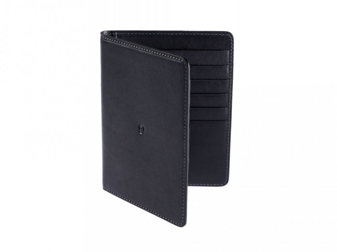 Leather passport and cards holder black