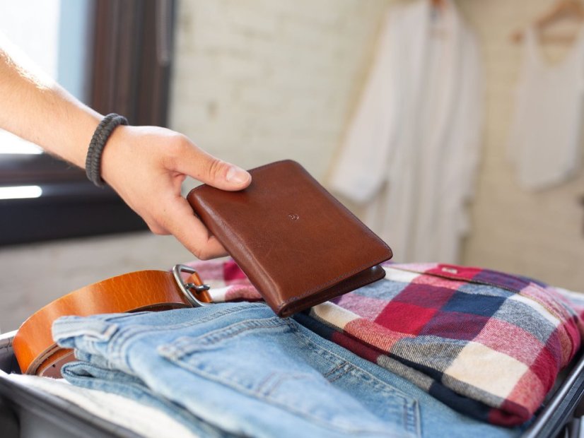 Peněženka s pouzdrem na pas tmavě hnědá