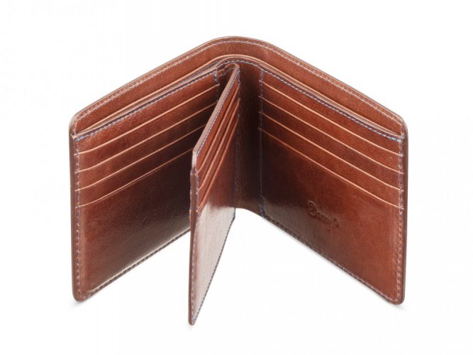 Kožená business peněženka tmavě hnědá - Kapsa na mince: Bez mincí, Odnímatelná část: Přidat 6 karet navíc