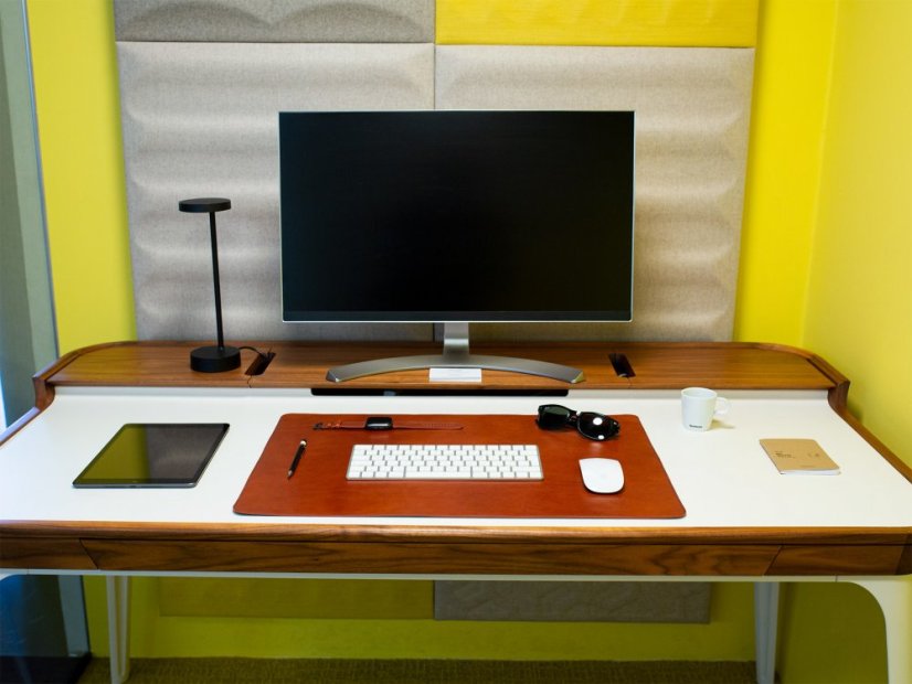 Leather office desk mat brown