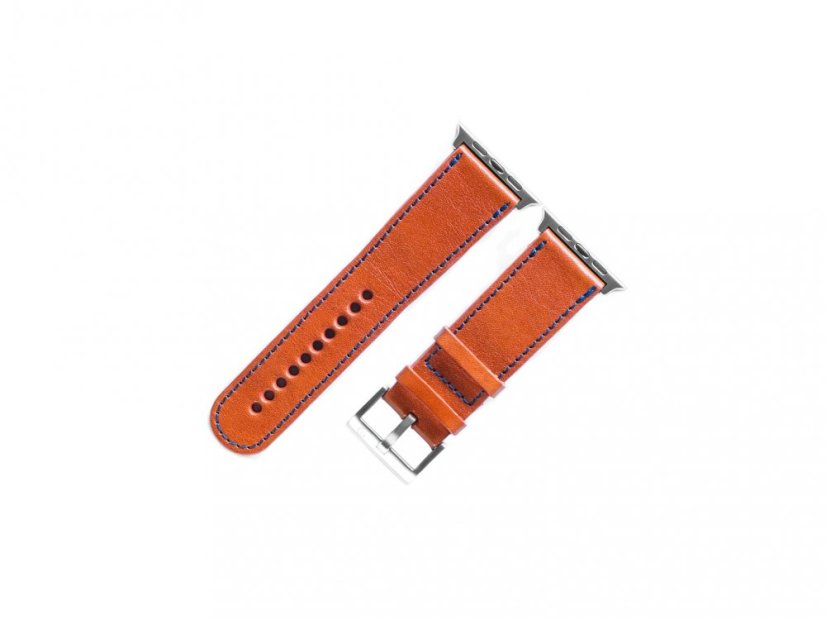 Kožený řemínek Apple Watch hnědá - stříbrná ocel