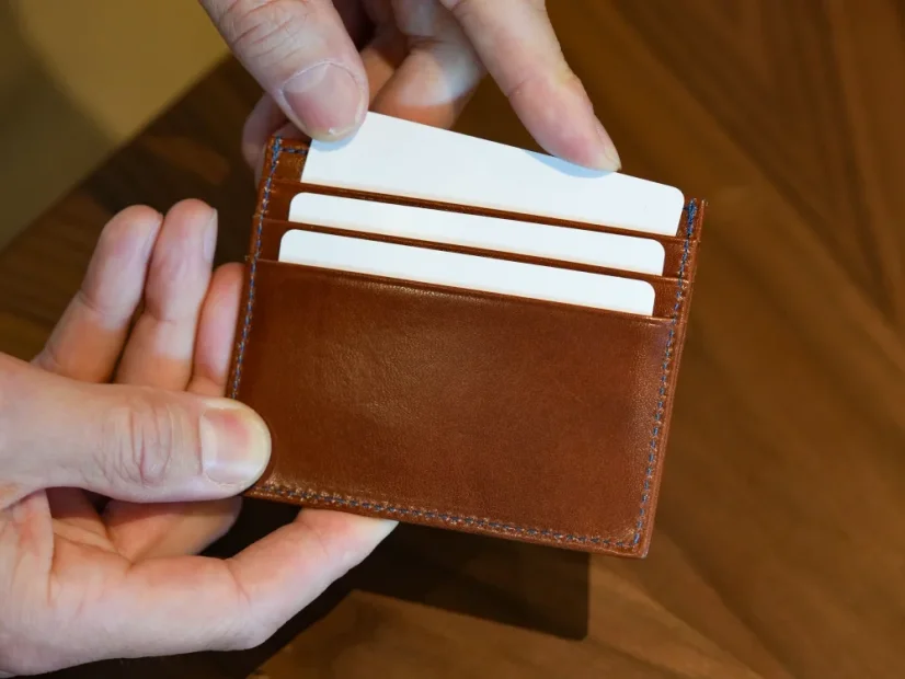 Leather card wallet Flip dark brown