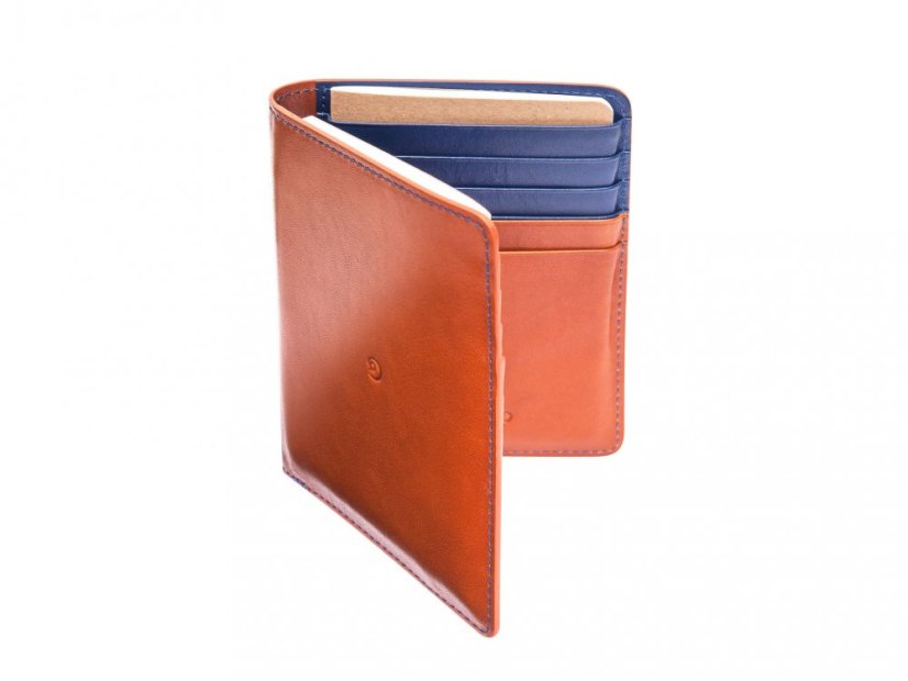 Leather passport wallet brown/blue
