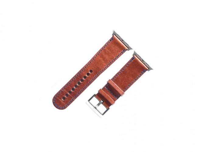 Leather strap for Apple Watch dark brown - Apple Watch Hardware: Silver aluminum