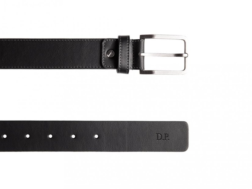 Leather belt with stitching black