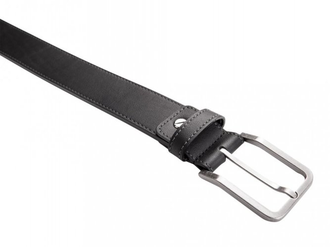 Leather belt with stitching black