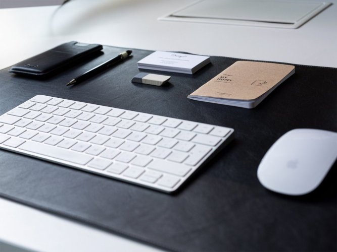 Leather desk pad black