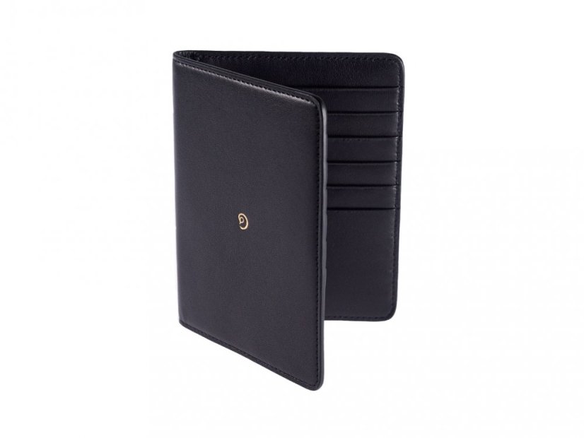 Leather passport and cards holder black Nerro