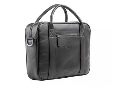 Leather messenger bag black