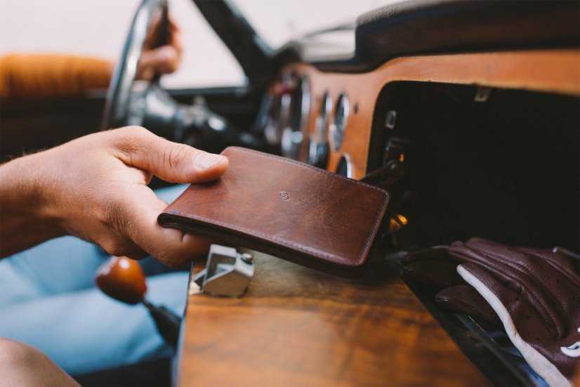 Premiová kožená peněženka na mince a bankovky tmavě hnědá