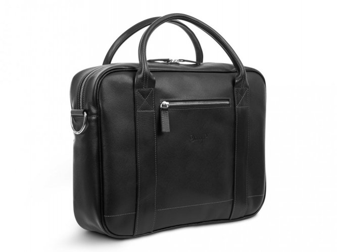 Luxury leather laptop bag - Saffiano black