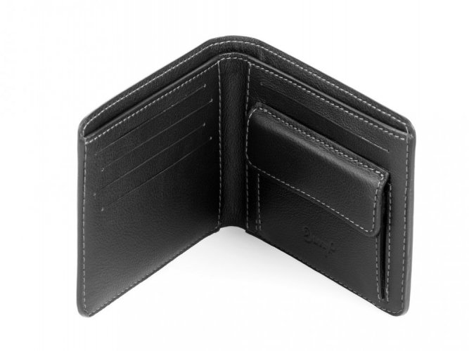 Men leather coin wallet black