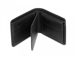 Elegant leather business wallet for coins and cards - Saffiano black
