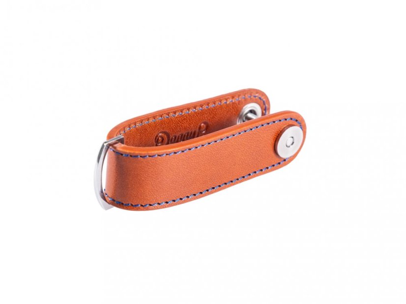 Compact leather keychain brown