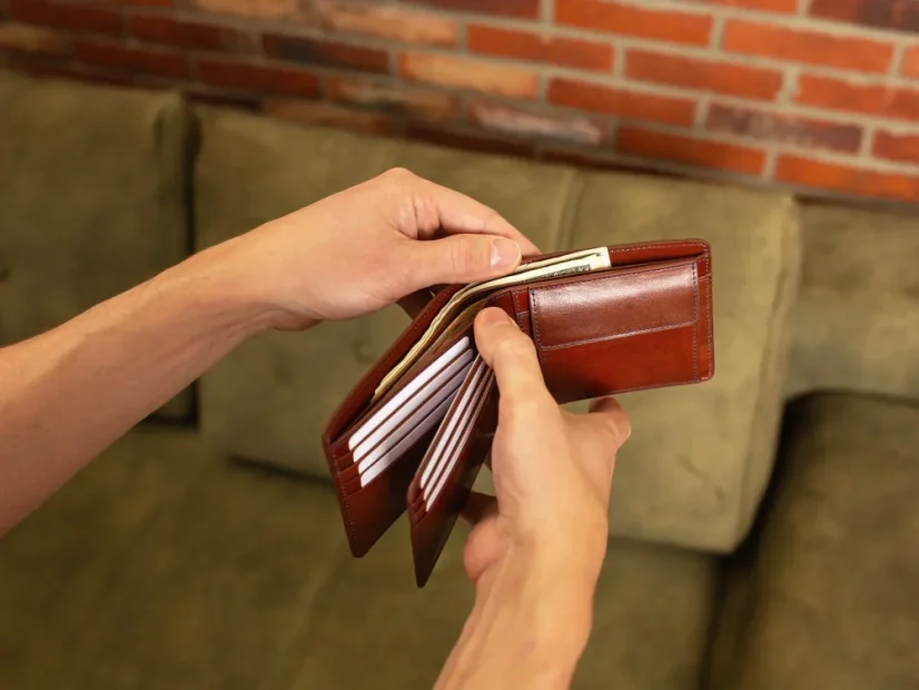 Leather business coin wallet - dark brown