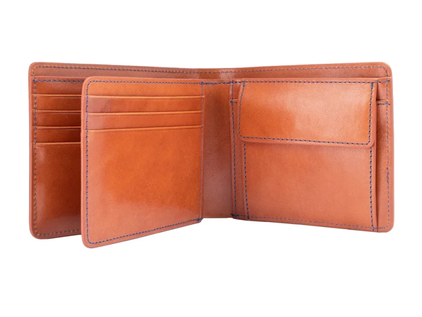 Leather business coin wallet - brown