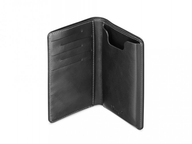 Kožená peněženka s pouzdrem na iPhone X a Xs v černé - bankovky a karty