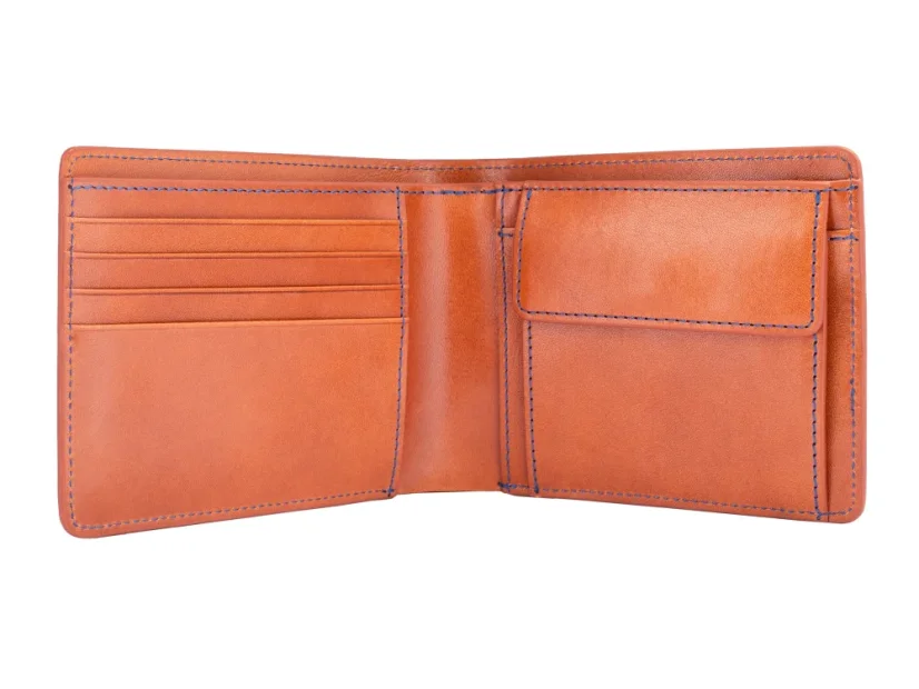 Leather business coin wallet - brown