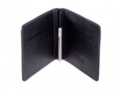 Tenká kožená peněženka dolarovka se sponou - Saffiano černá
