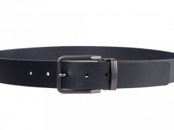 Black leather belt with black buckle