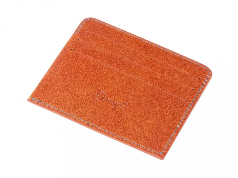 Leather card wallet brown