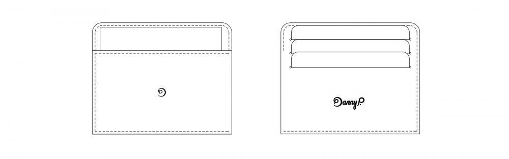 Kožená peněženka na karty wireframe