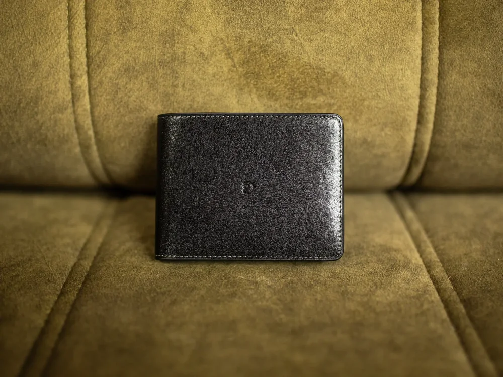 Leather coin wallet black slideshow