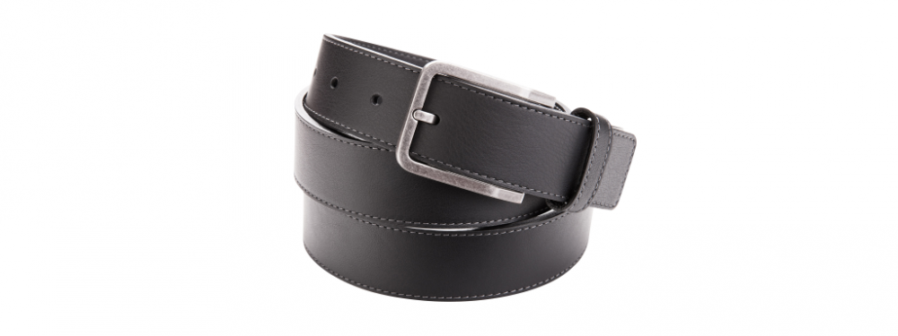 Men's leather belt with stitching black slideshow