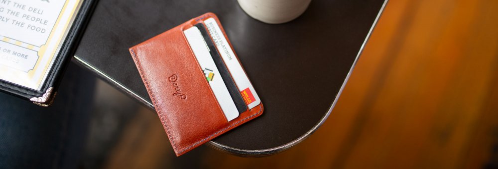 Leather card wallet brown slideshow